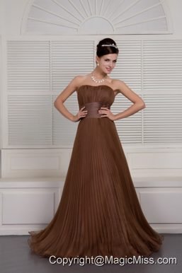 Gorgeous Brown Prom / Evening Dress A-line Sweetheart Organza Ruch Brush Train