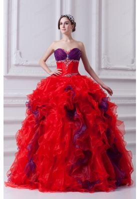 Fashionable Sweetheart Multi-color Quinceanera Dress with Ruffles