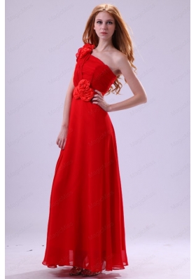 Discount Empire One Shoulder Red Ruching Chiffon Prom Dress