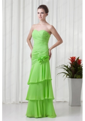 Champagne A Line Strapless Knee Length Taffeta Ruching Prom Dress