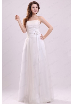 Strapless Empire Hand Made Flowers Floor-length Wedding Dress