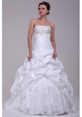 Ball Gown Court Train Beading Appliques Lace Up Taffeta Wedding Dress