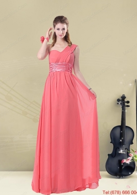 Decent Floor Length Belt One Shoulder Dama Dress Fitted