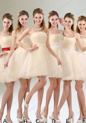 2015 Perfect A Line Organza Prom Dresses with Mini Length