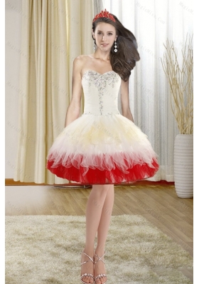 2015 Spring Fashionable Beading Short Prom Dresses with Sweetheart