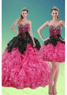 2015 New Style and Detachable Beading and Ruffles Quince Dresses in Multi Color