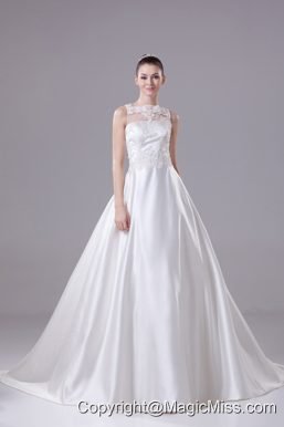 Bateau Neck New A-line / Princess Lace Wedding Dress