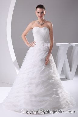 Ruffles Layered Organza Court Train Sweetheart A-Line Wedding Dress