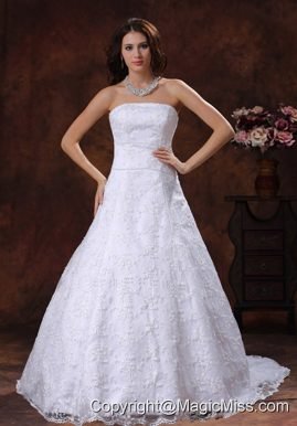 Troy Alabama Custom Made Strapless Wedding Dress With Lace Over Shirt In Tuscaloosa Alabama