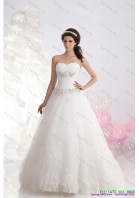 Sophisticated 2015 Sweetheart Wedding Dress with Brush Train