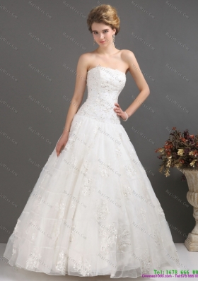 2015 Wonderful Strapless Wedding Dress with Floor-length
