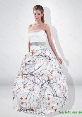 New Style Ball Gown Strapless Camo Wedding Dresses with Belt