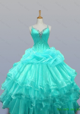 Custom Make Straps Quinceanera Dresses with Beading and Ruffled Layers