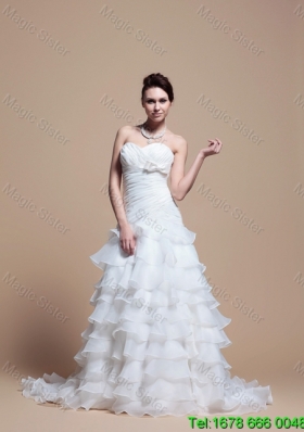 2016 Summer Luxurious Made A Line Strapless Wedding Dresses with Ruffled Layer