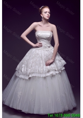 2016 Summer Luxurious Appliques Ball Gown Wedding Dresses with Brush Train