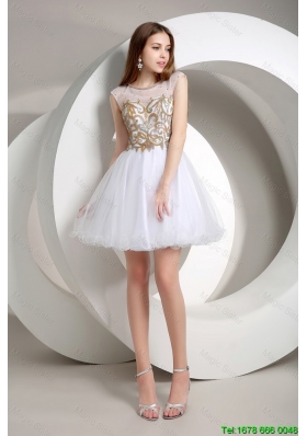 Popular New Arrivals Hot Sale A Line Beaded Mini Length Prom Dresses in White