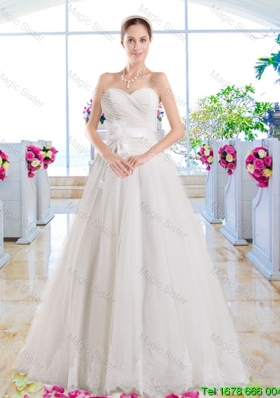 Exquisite Appliques Sweetheart Wedding Dresses with A Line