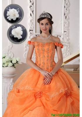 2016 Fashionable Off The Shoulder Quinceanera Dresses in Orange