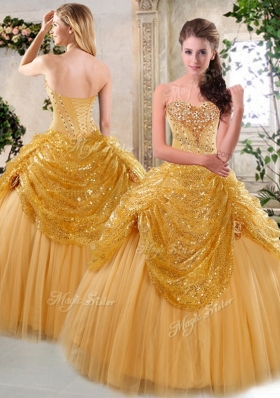 Unique Floor Length Quinceanera Dresses with Beading and Paillette for Fall