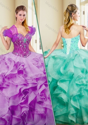 New Style Ball Gown Sweet 16 Gowns with Appliques and Ruffles