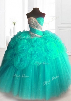 In Stock Beading Sweet 16 Dresses with Hand Made Flowers