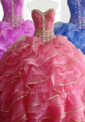 In Stock Ball Gown Quinceanera Dresses with Beading and Ruffles