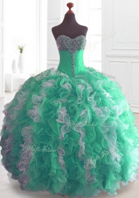 In Stock Ball Gown Sweet 16 Dresses with Beading and Ruffles