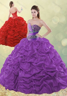 Exclusive Beaded and Bubble Purple Quinceanera Dress in Taffeta