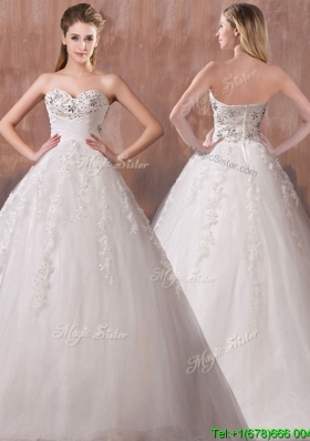 Perfect A Line Sweetheart Wedding Dresses with Beading and Appliques