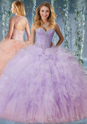 Exclusive Beaded and Ruffled Vestidos de Quinceanera Dress with Detachable Straps