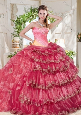 Gorgeous Beaded and Ruffled Big Puffy Sweet Fifteen Dress in Rainbow