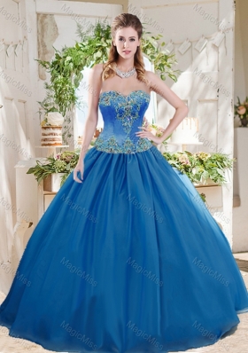 Romantic Big Puffy Blue Vestidos de Quinceanera Dress with Beading and Appliques