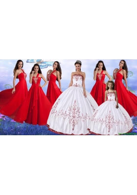 Pretty Wine Red and White Quinceanera Dress and Beautiful Embroidered Mini Quinceanera Dress and Latest Red One Shoulder Long Dama Dresses