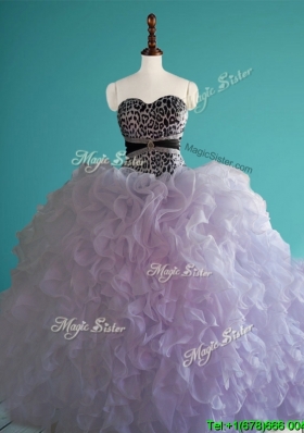 Romantic Leopard Big Puffy Quinceanera Dress with Beading and Ruffles