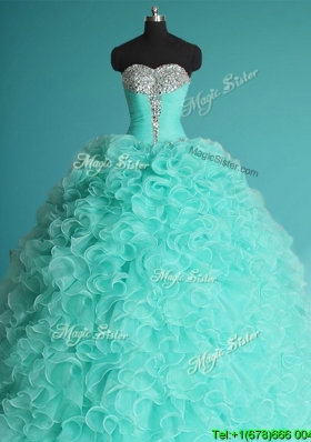 Exclusive Apple Green Big Puffy Quinceanera Dress with Beading and Ruffles