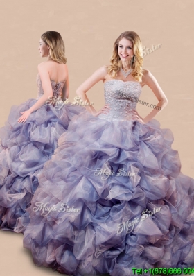 Romantic Beaded and Bubble Big Puffy Quinceanera Dress in Lavender