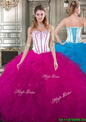 Exquisite Really Puffy Tulle Quinceanera Gown with Beading and Ruffles