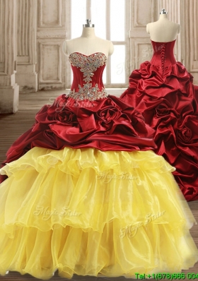 Luxurious Beaded and Ruffled Layers Quinceanera Dress with Brush Train