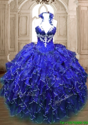 Hot Sale Applique and Ruffled Quinceanera Dress in Royal Blue