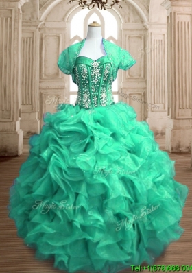 Perfect Beaded and Ruffled Sweet 16 Dress in Spring Green