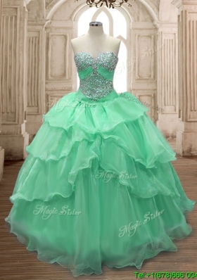 Gorgeous Big Puffy Sweet 16 Dress with Beading and Ruffled Layers