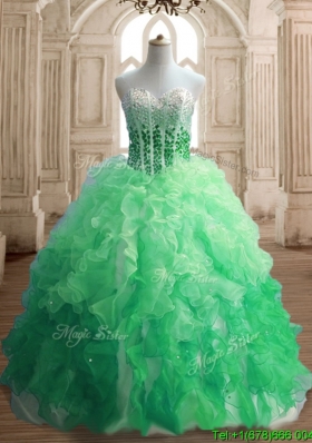 Inexpensive Beaded and Ruffled Quinceanera Dress in Gradient Color