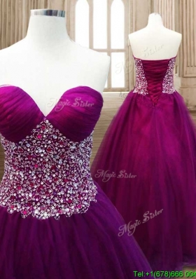 Fashionable A Line Burgundy Sweet 16 Dress with Beading for Spring