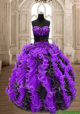 Latest Big Puffy Beading and Ruffles Quinceanera Dress in Organza