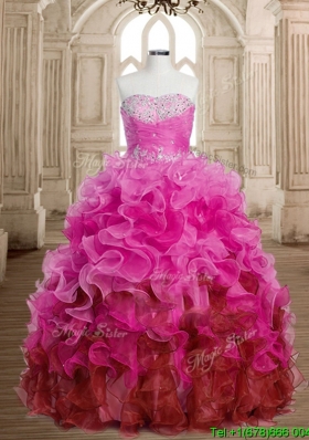 Best Selling Rainbow Quinceanera Dress with Beading and Ruffles