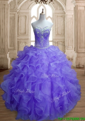 Romantic Organza Beading and Ruffles Quinceanera Dress in Lavender