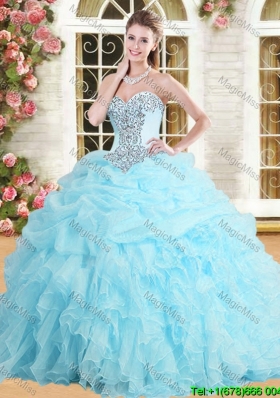 Perfect Applique and Ruffled Quinceanera Dress in Baby Blue