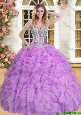 Discount Beaded and Ruffled Quinceanera Dress in Lilac for Spring