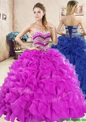 Wonderful Big Puffy Quinceanera Dress with Beading and Ruffles