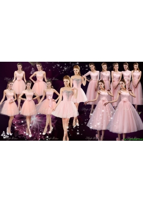 New Style Tulle Baby Pink Bridesmaid Dresses with Lace Up